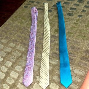 EMen's Tie Set - pink paisley, sea blue, and cream/ gold neutral